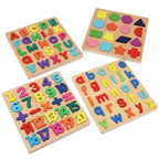 Wooden Educational Puzzle Set – ABC, Numbers, Shapes & Learning Board