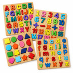 Wooden Educational Puzzle Set – ABC, Numbers, Shapes & Learning Board