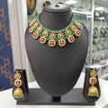 Royal Green Beaded Necklace & Jhumka Jewellery Set