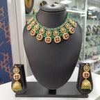 Royal Green Beaded Necklace & Jhumka Jewellery Set