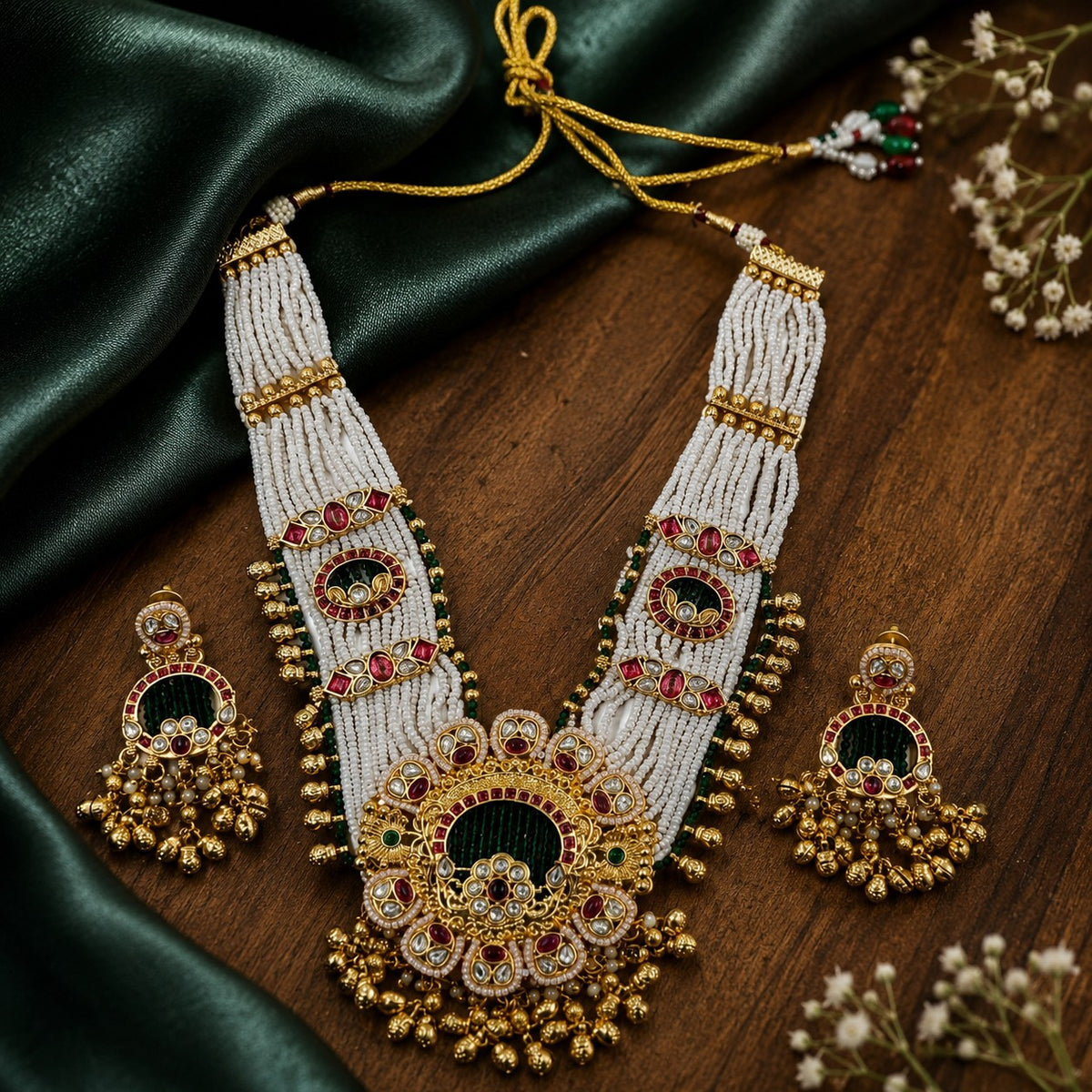 Royal Kundan Pearl Necklace Set
