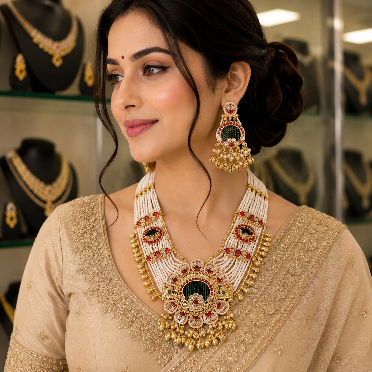 Royal Kundan Pearl Necklace Set