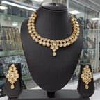 Elegant Gold-Tone Kundan Necklace & Earrings Set