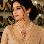 Royal Pearl Kundan Necklace & Earrings Set