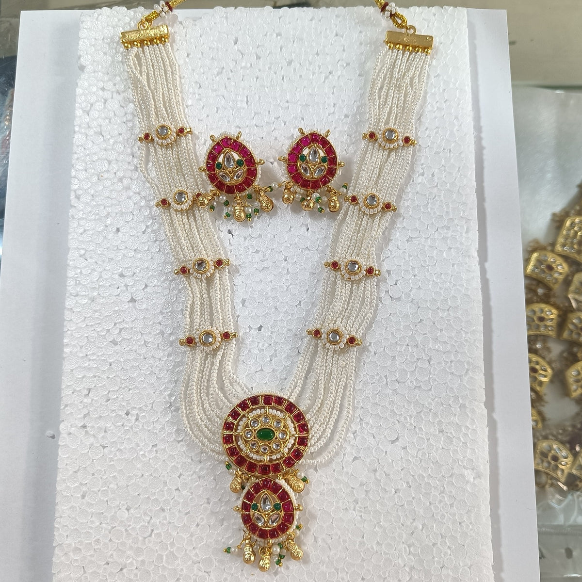 Royal Pearl Kundan Necklace & Earrings Set