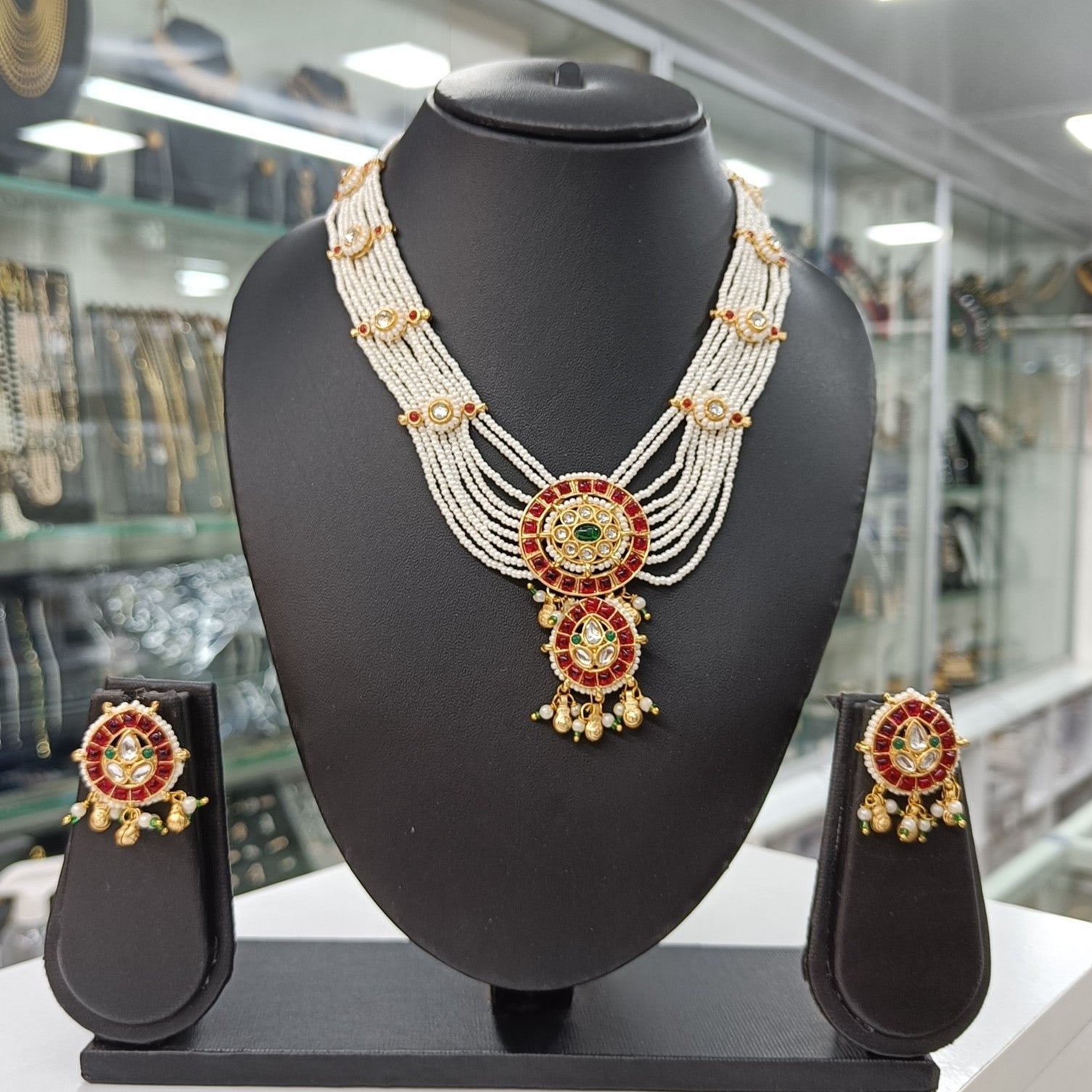 Royal Pearl Kundan Necklace & Earrings Set