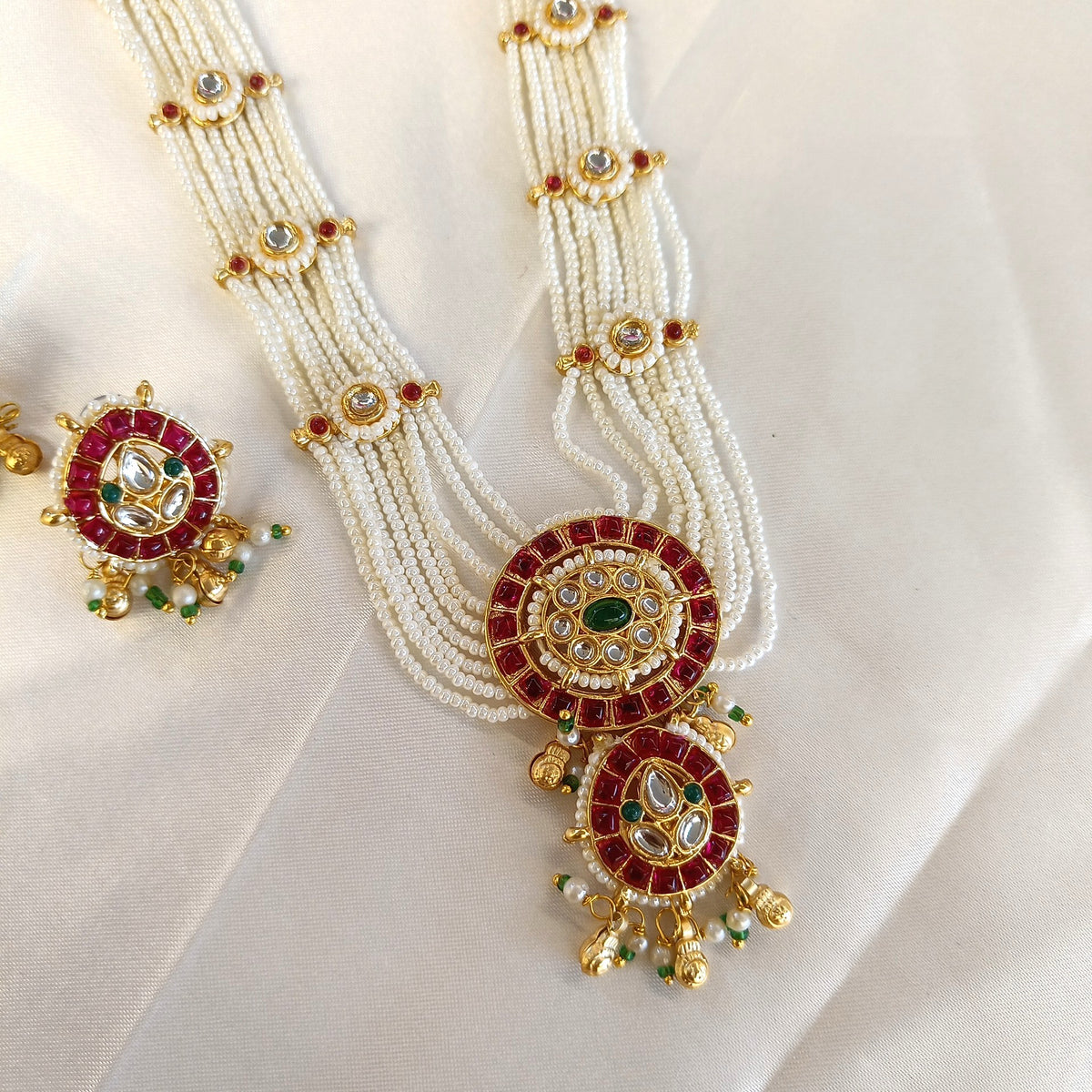 Royal Pearl Kundan Necklace & Earrings Set