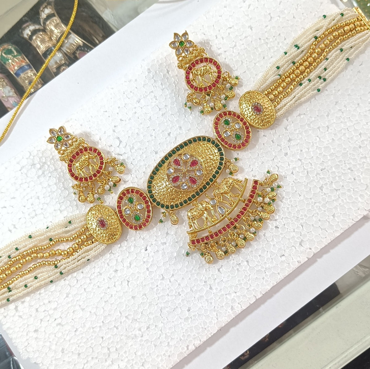 Royal Elephant Kundan Necklace & Earrings Set