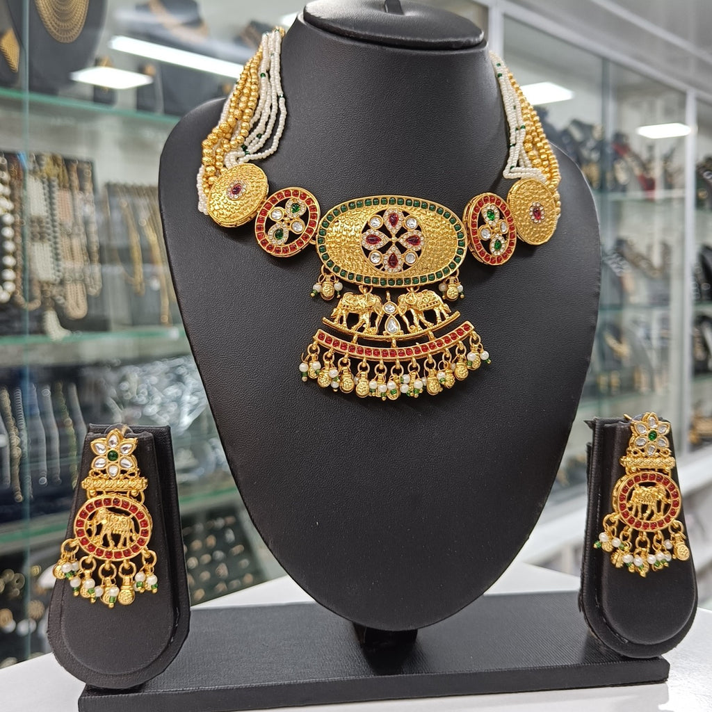 Royal Elephant Kundan Necklace & Earrings Set