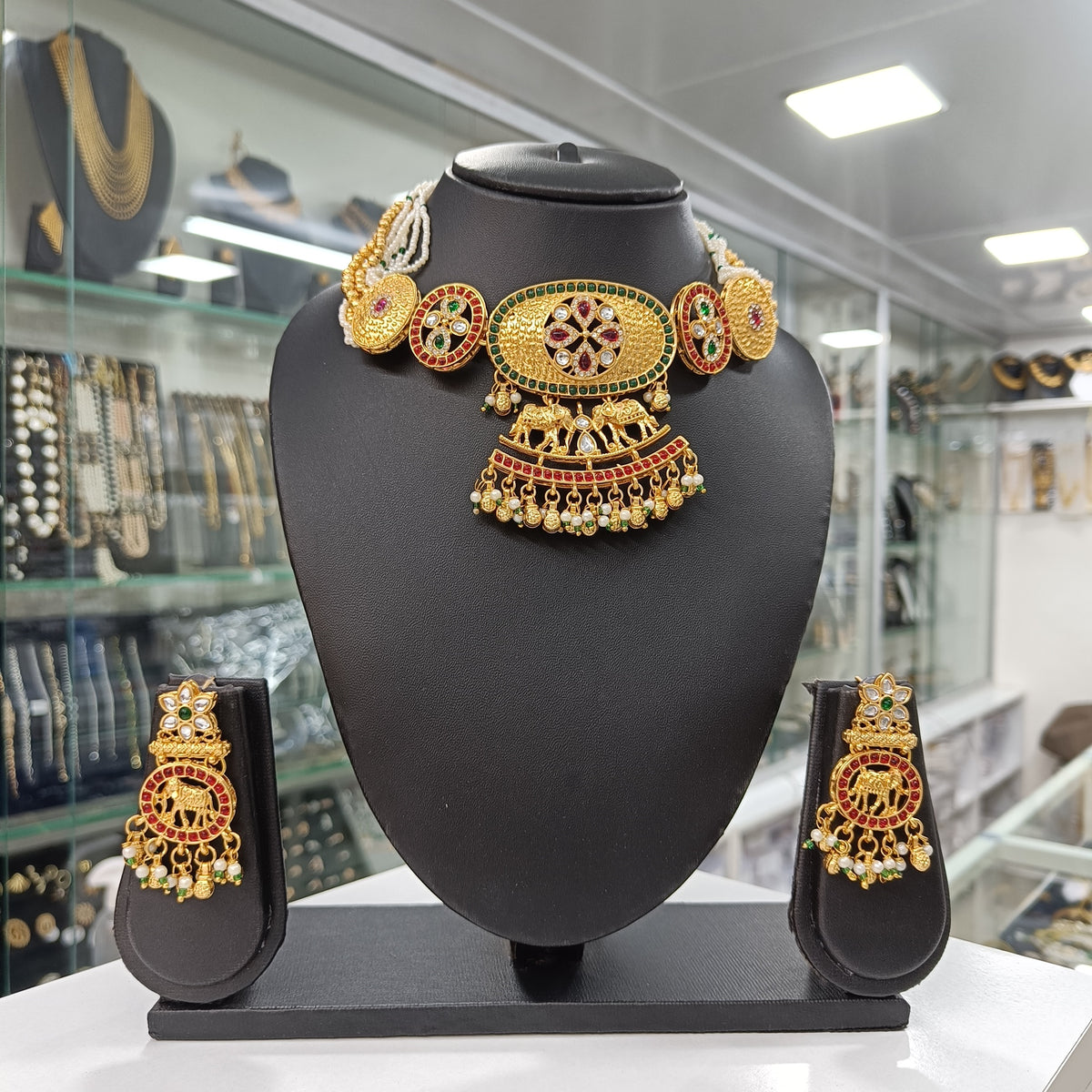 Royal Elephant Kundan Necklace & Earrings Set