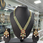Elegant Green Kundan Necklace & Earrings Set