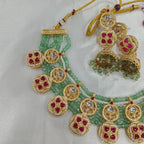 Royal Green Beaded Necklace & Jhumka Jewellery Set