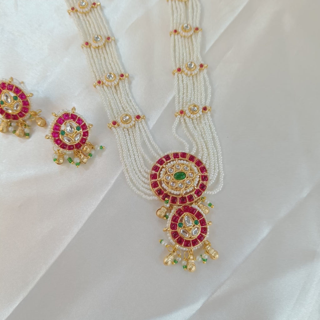 Royal Pearl Kundan Necklace & Earrings Set