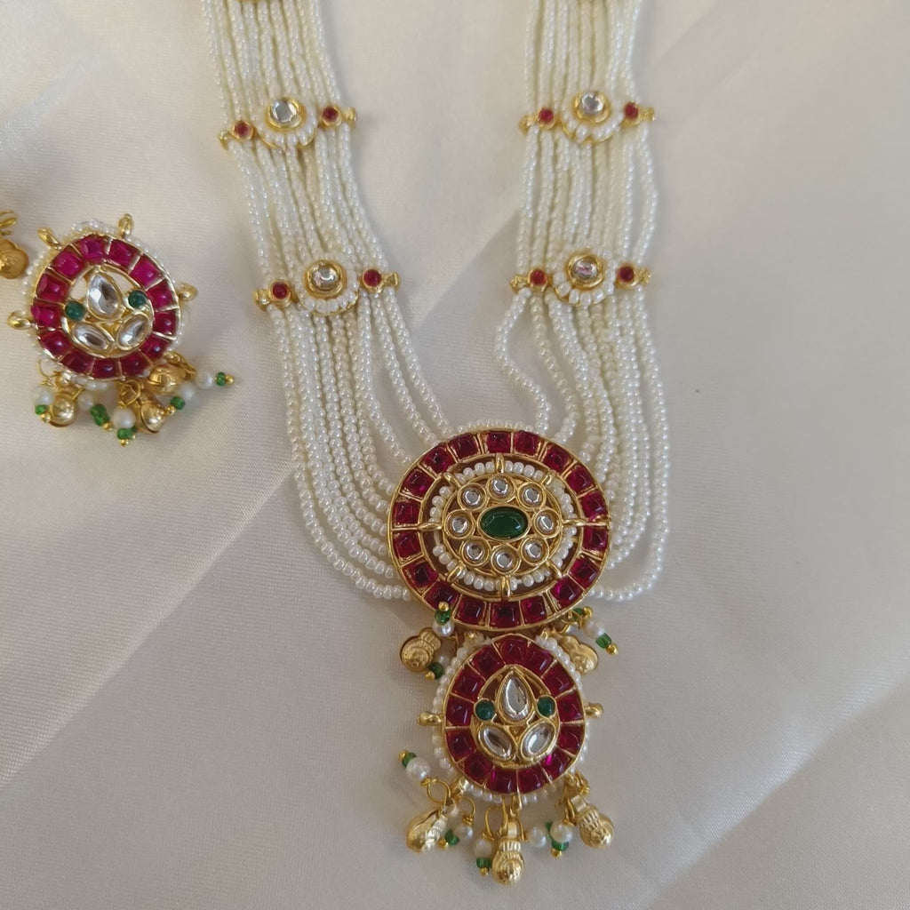 Royal Pearl Kundan Necklace & Earrings Set
